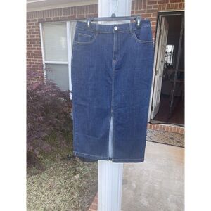 Bagatelle Skirt Women's Size 12 Long Front Split Cotton  Blue Denim